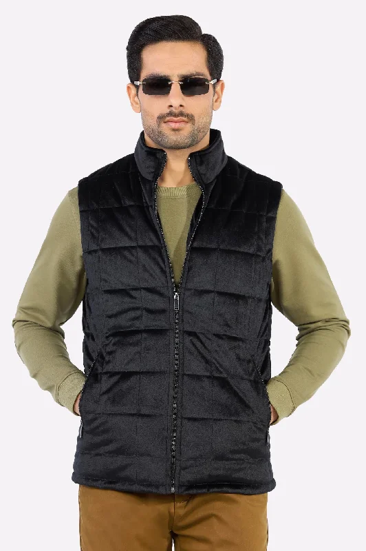 Black Quilted Puffer Vest for Mens