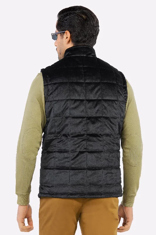 Black Quilted Puffer Vest for Mens