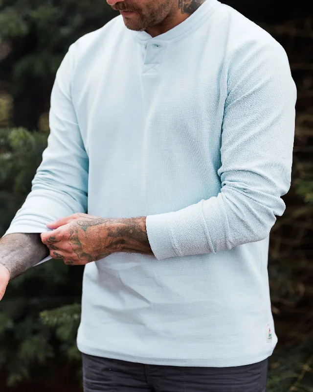 Stream Button Up Henley - Pale Blue