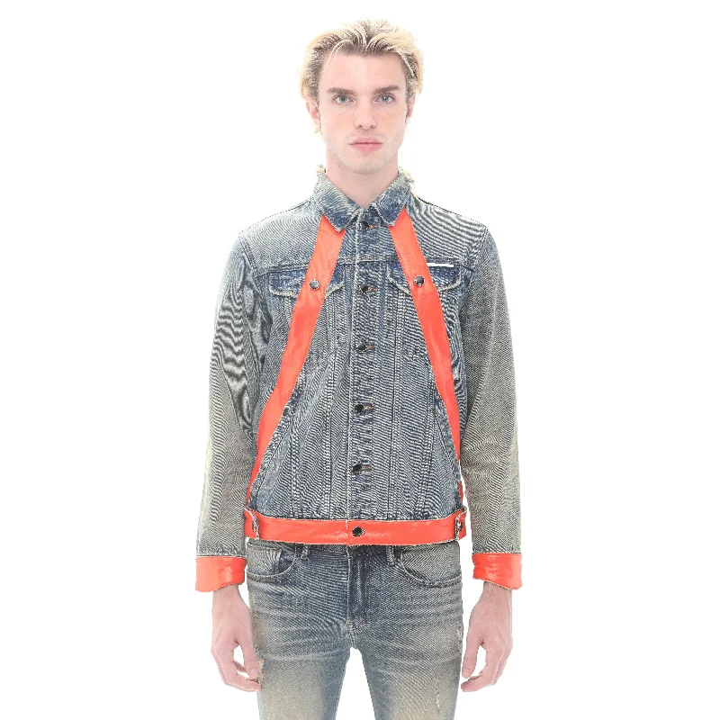 MK2 DENIM JACKET LEATHER APPLIQUE IN ASPEN