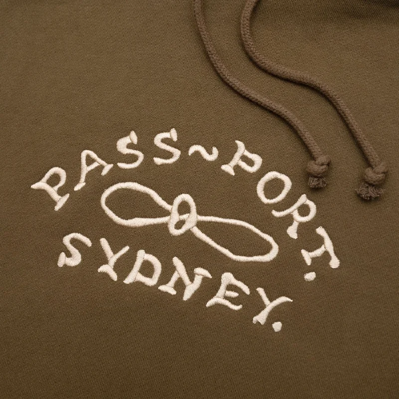 Pass~Port Moniker Organic Embroidery Hoodie - Bark