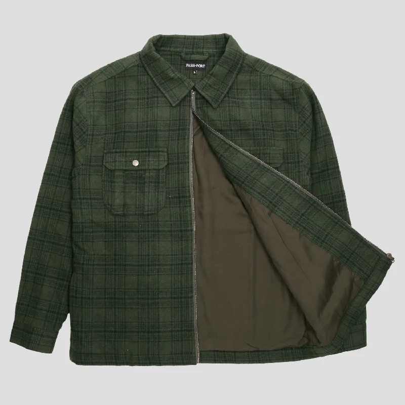 PASS~PORT ""WORKERS"" ZIP UP FLANNEL FOREST GREEN