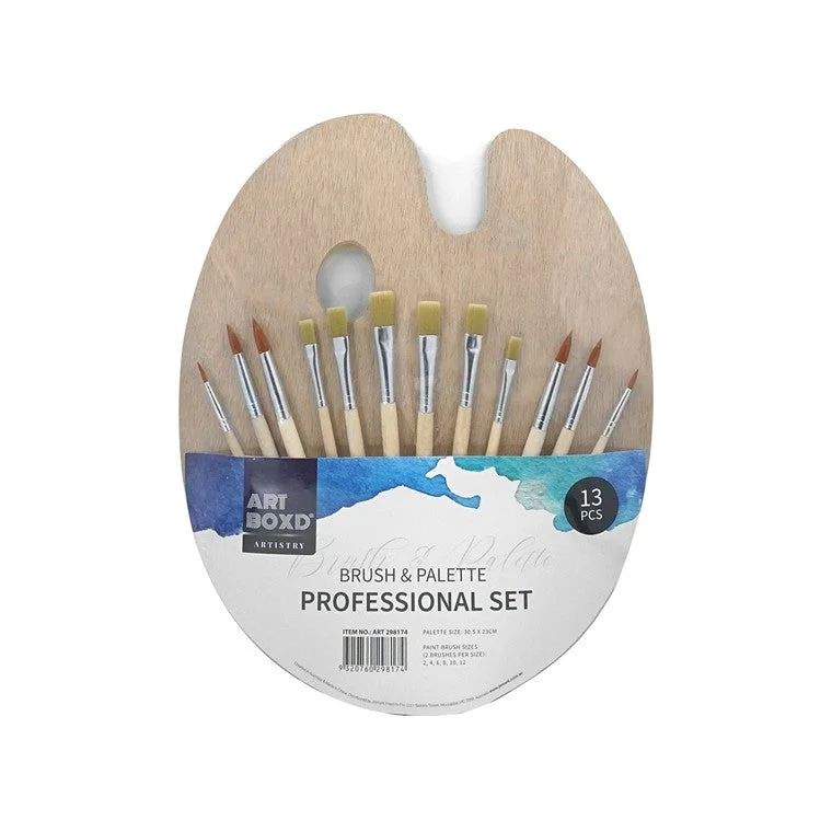 Art supplies for creating art - inspired coasters Wooden Paint Brush w/ Palette, 13pce Art supplies for creating art - inspired coasters Wooden Paint Brush w/ Palette, 13pce