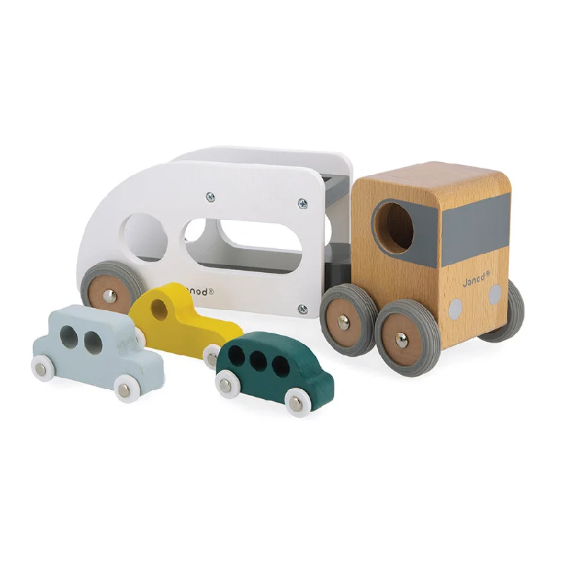 Wooden play museums for cultural exploration​ Car Carrier with Vehicles