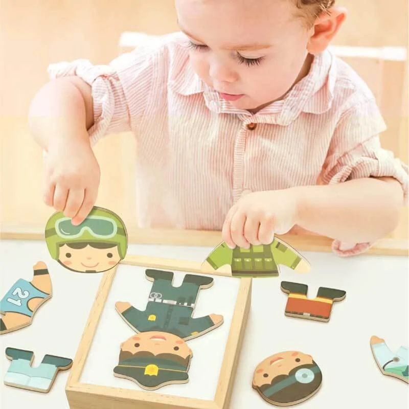 Wooden horns for pretend play​ Wooden Career Changing Jigsaw