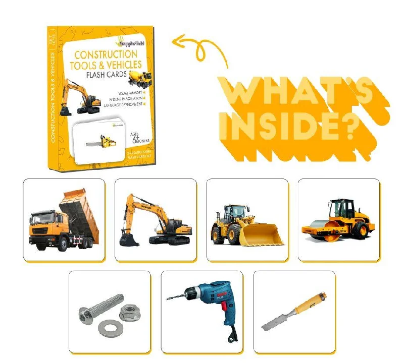 Wooden kitchen sets for pretend play​ Construction Tools And Vehicles Flash Cards