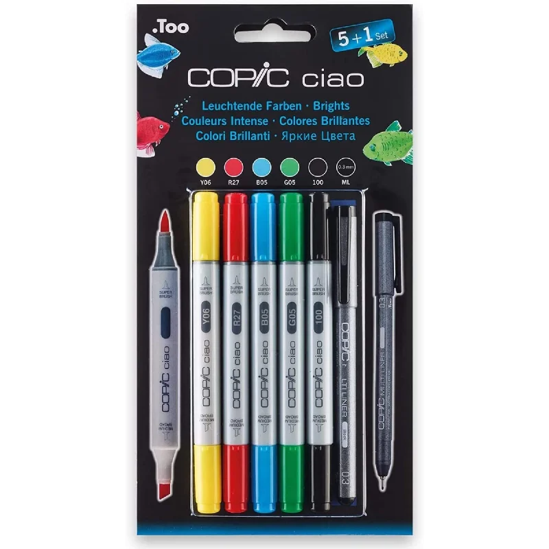 Art supplies for making seasonal home decor​ COPIC Ciao Marker 5+1 Brights Set