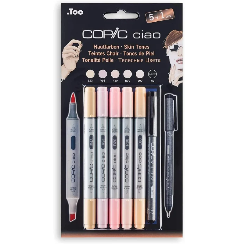 Needle - felting art supplies for creating 3D woolen art COPIC Ciao Marker 5+1 Skin Tones Set Needle - felting art supplies for creating 3D woolen art COPIC Ciao Marker 5+1 Skin Tones Set