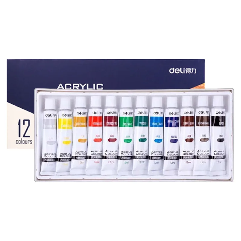 Art supplies for creating art - inspired fashion accessories​ 12-pcs Acrylic Color Tube Set