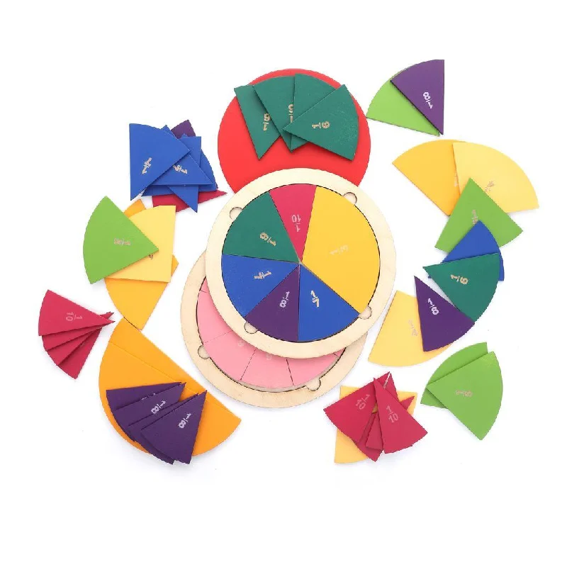 Wooden wind - up toys for mechanical play​ Fraction Puzzle Wooden toy