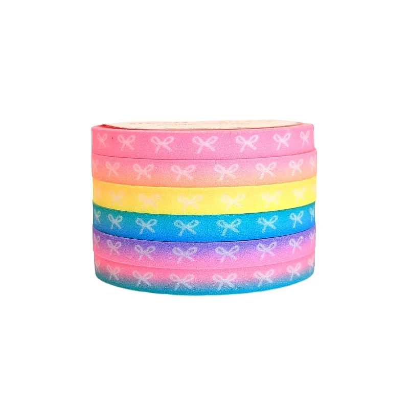 Polymer clay for creating detailed handicraft sculptures Glitter Neon Summer Bow washi set of 6 (5mm + white bow) - Restock Polymer clay for creating detailed handicraft sculptures Glitter Neon Summer Bow washi set of 6 (5mm + white bow) - Restock