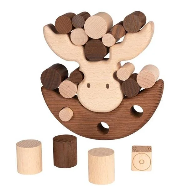 Wooden sorting toys for learning colors and shapes​ Goki Nature Moose Balancing