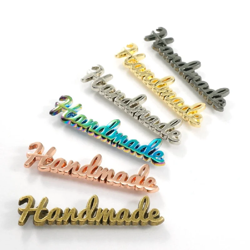 Easels for oil painting that are adjustable and portable​ "Handmade" Metal Bag Label  (Script Style)