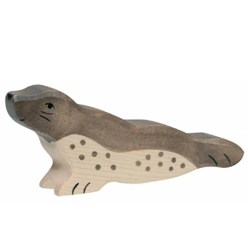 Wooden musical boxes for soothing melodies​ Holztiger seal with head forward
