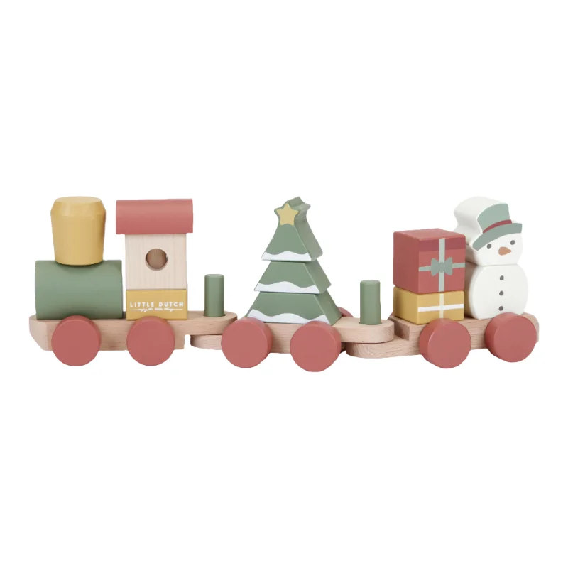 Wooden balance toys for developing balance​ Little Dutch Christmas Stacking Train