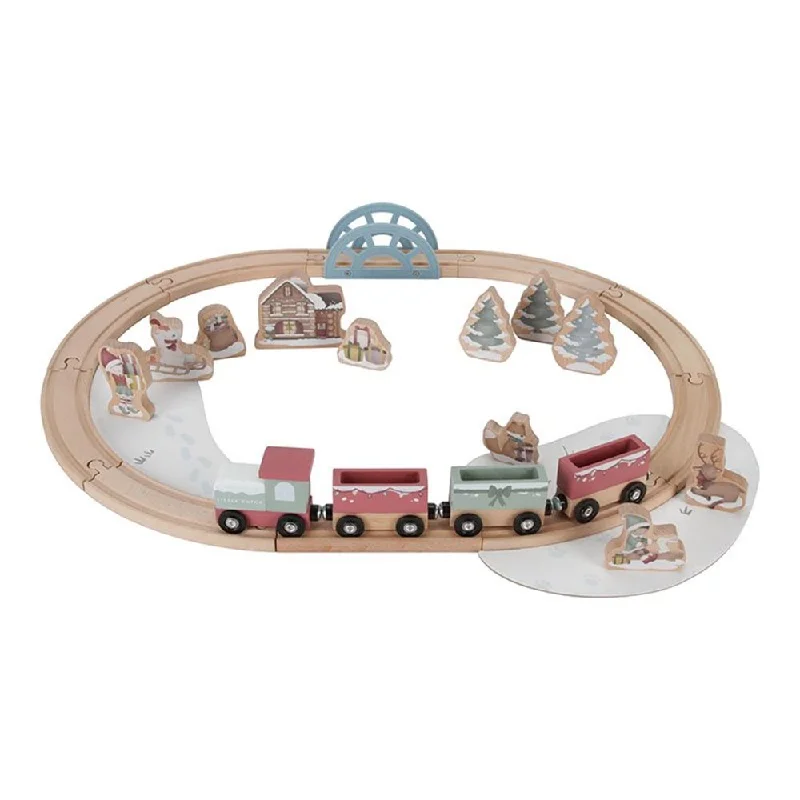 Wooden wind - up toys for mechanical play​ NEW Little Dutch Christmas Wooden train track
