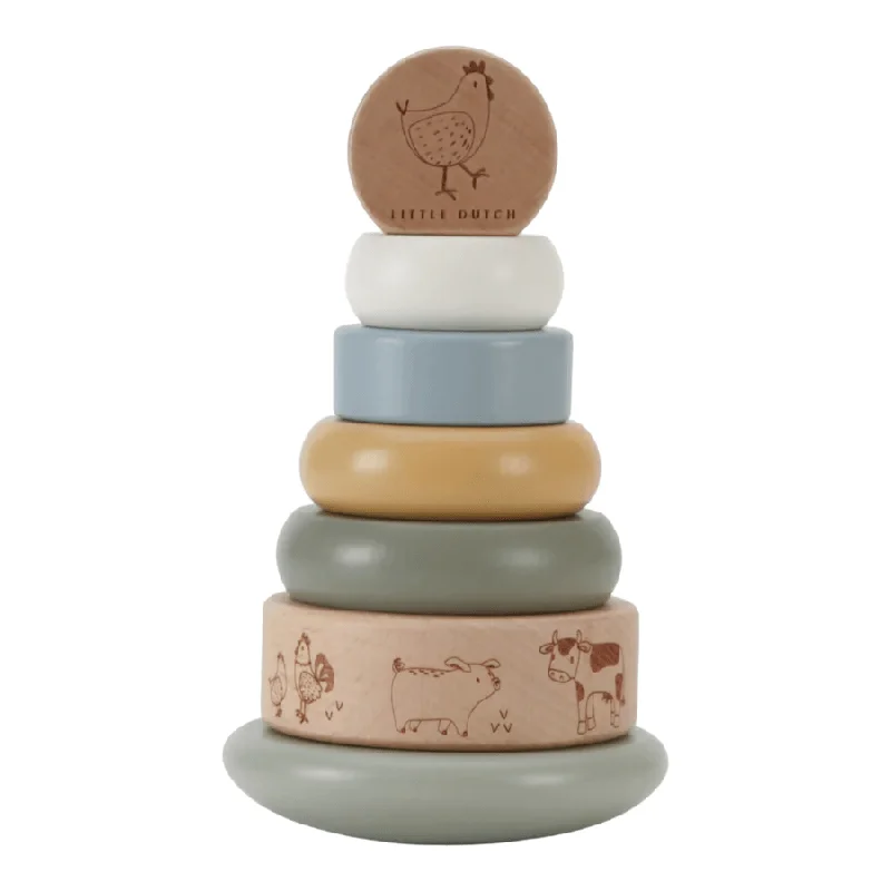 Wooden play castles for royal adventures​ Little Dutch Little Farm Rocking Ring Stacker