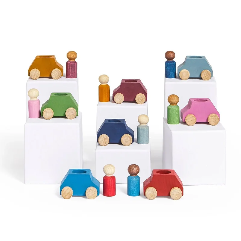 Sustainable wooden toys made from recycled wood​ Lubulona 8 Cars and People
