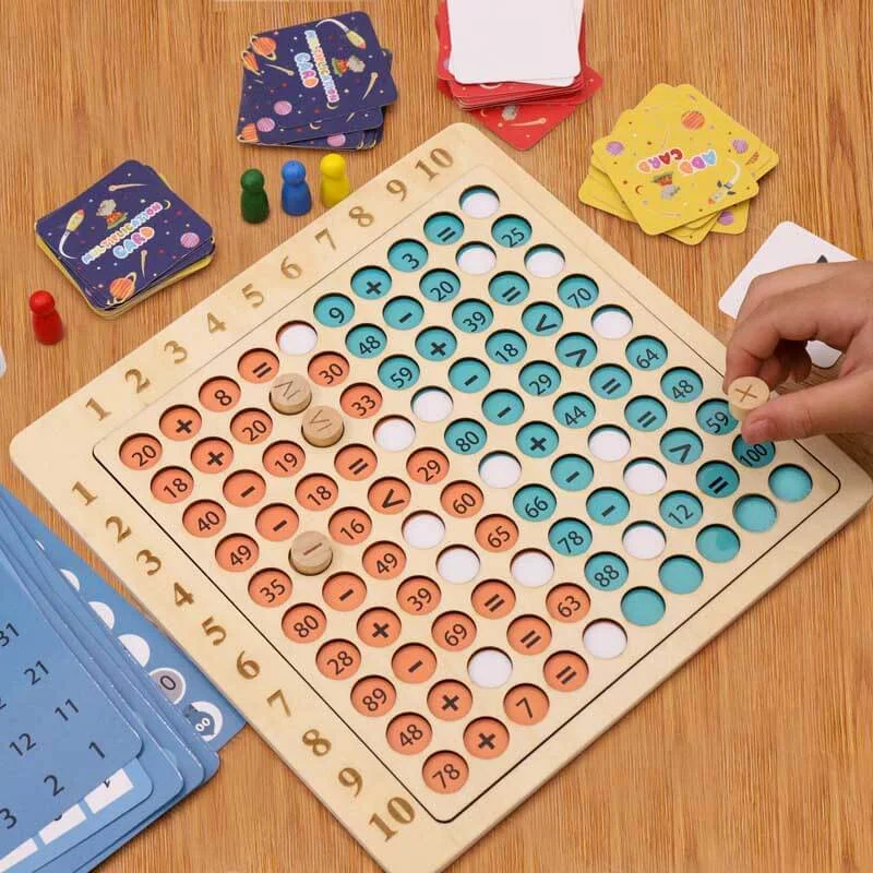 Wooden toy trains with realistic tracks​ Multiplication and Addition Board Game