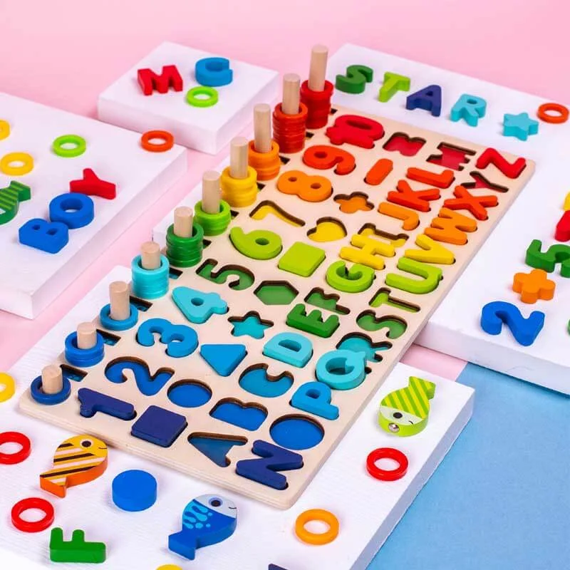 Wooden play pirate ships for pirate adventures​ Number+Alphabet Fun Fishing Game