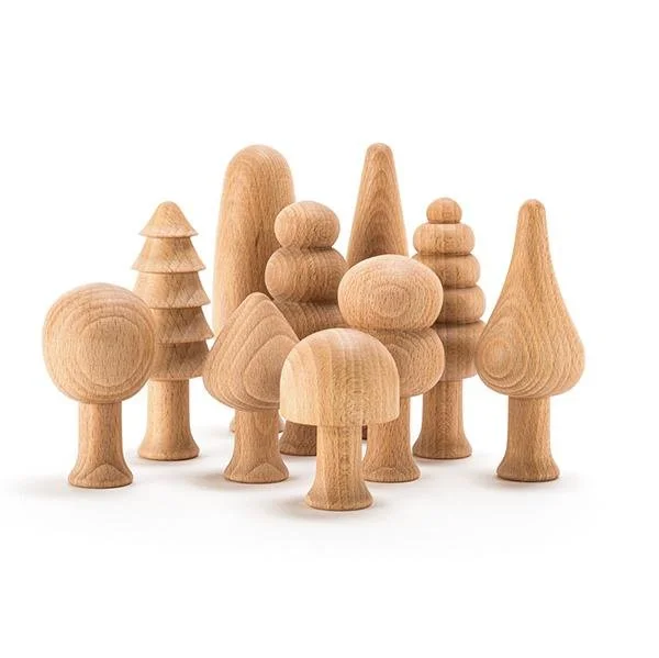 Wooden spinning tops for kinetic fun​ Ocamora Trees 10 Natural