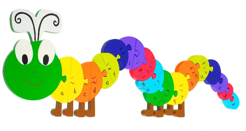 Wooden play zoos for animal - related play​ Orange Tree Toys Caterpillar Alphabet Puzzle