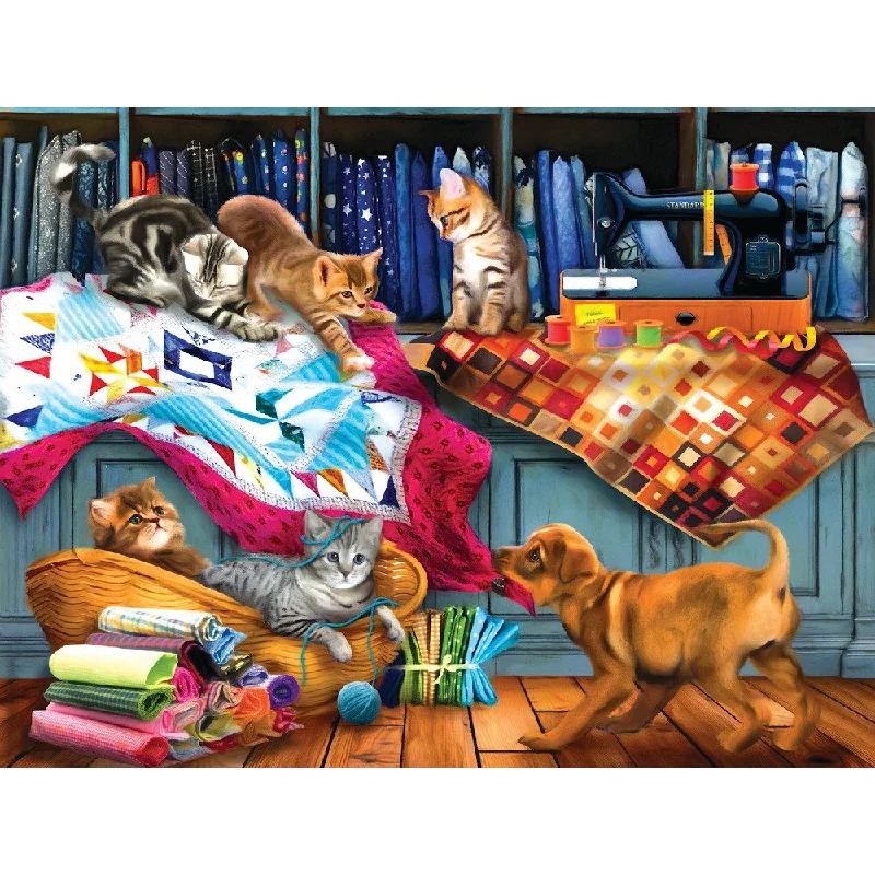 Handicraft supplies for making personalized jewelry boxes Quilting Room Mischief Jigsaw Puzzle Handicraft supplies for making personalized jewelry boxes Quilting Room Mischief Jigsaw Puzzle