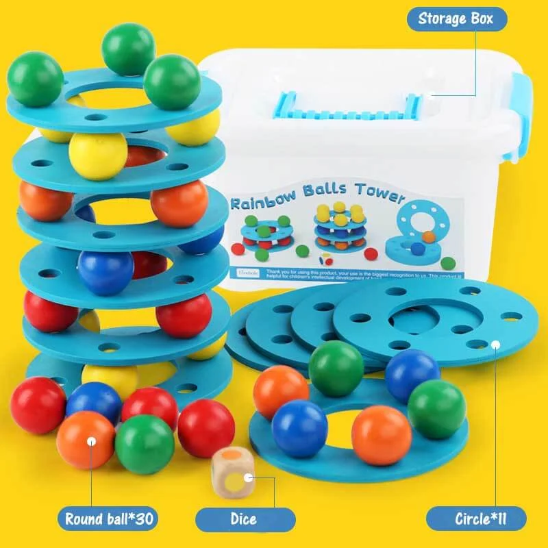 Wooden play theaters for performing arts​ Rainbow Balls Tower
