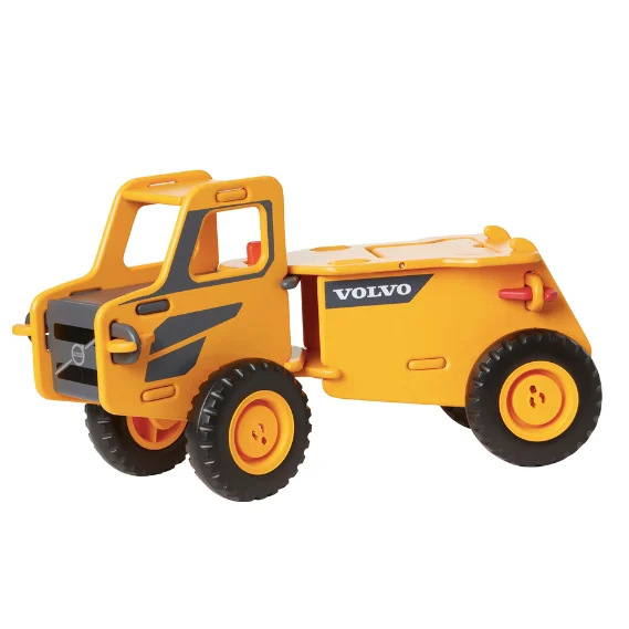 Wooden pull - along toys for active toddlers​ Dump Truck Volvo - Yellow