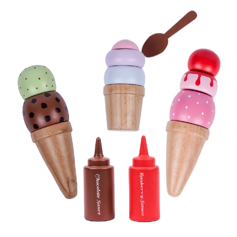 Wooden checkers sets for traditional games​ Wooden Ice Cream Set | Play Food and Accessories (14 Pcs)