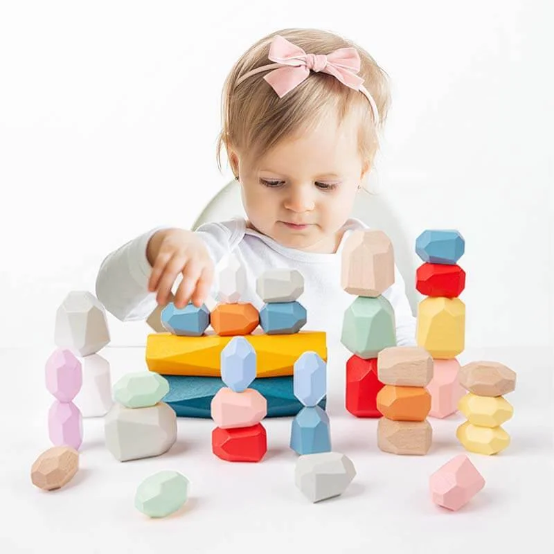 Wooden play schools for educational role - play​ Wooden Stacking Rocks