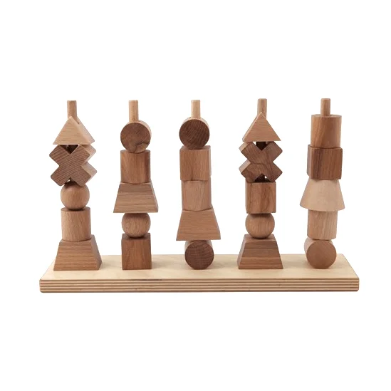 Wooden play motorcycles for vehicle play​ Natural Wooden Shapes Stacker
