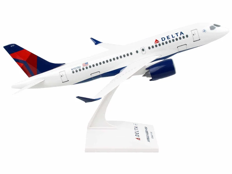 School bus model toys for kids to simulate school transportation​ Airbus A220-100 Commercial Aircraft "Delta Air Lines" (N101DU) White with Red and Blue Tail (Snap-Fit) 1/100 Plastic Model by Skymarks