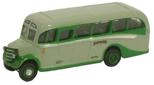 Passenger train cars with various amenities Oxford Diecast Bedford OB Coach Grey Green - 1:148 Scale Passenger train cars with various amenities Oxford Diecast Bedford OB Coach Grey Green - 1:148 Scale