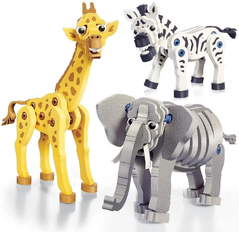 Educational toys for teaching journalism to kids​ Bloco Giraffe, Zebra & Elephant