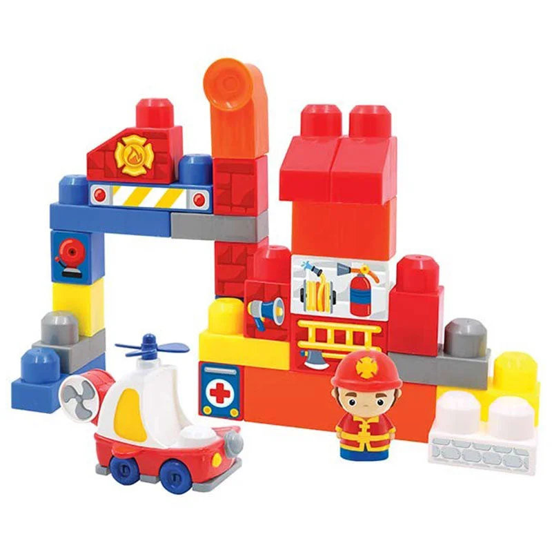 Cultural - awareness educational toys for global learning​ Build Me Up Block Maxi Fire Station Set Pack of 1 (2 Assorted) - 42 Pieces /43 Pieces