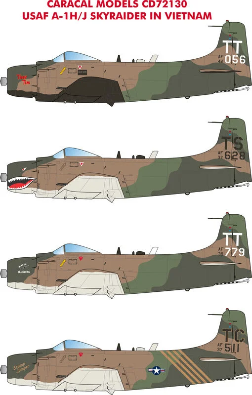 Steampunk - themed model toys for unique aesthetics Caracal 1/72 decal USAF A-1H/J Skyraider in Vietnam markings - CD72130 Steampunk - themed model toys for unique aesthetics Caracal 1/72 decal USAF A-1H/J Skyraider in Vietnam markings - CD72130