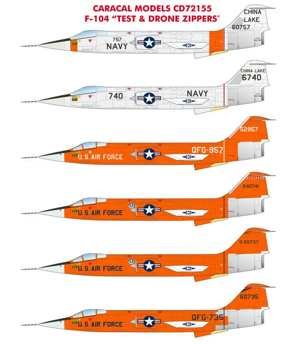 Circus model toys with mini performers for entertainment Caracal 1/72 decals Air Force & Navy F-104 Test & Drone Zippers - CD72155 Circus model toys with mini performers for entertainment Caracal 1/72 decals Air Force & Navy F-104 Test & Drone Zippers - CD72155