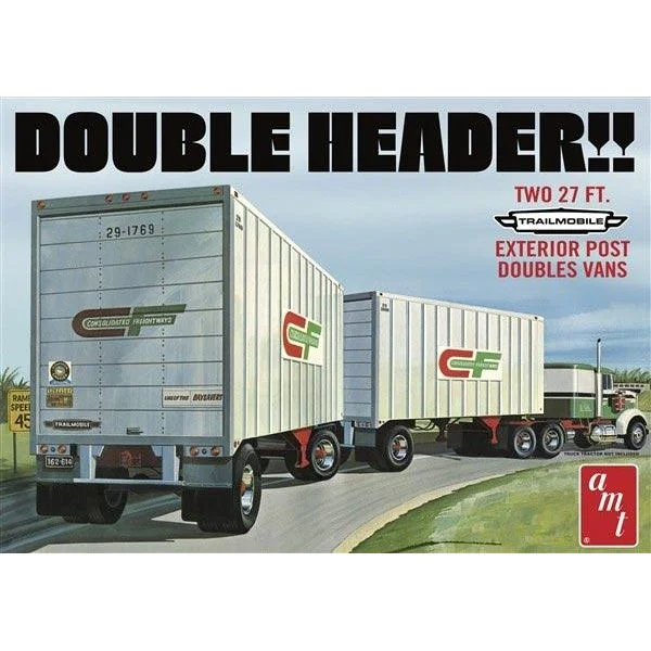 Time - machine model toys for science - fiction - inspired play AMT "Double Header" Tandem Van Trailers 1/25 Scale