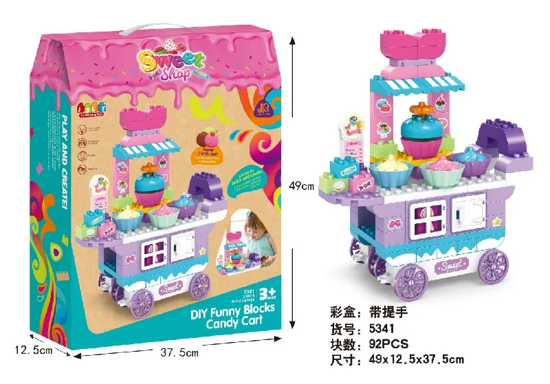 Educational toys for children with special needs​ DIY Candy Cart Block Set 92Pcs/P.Bx