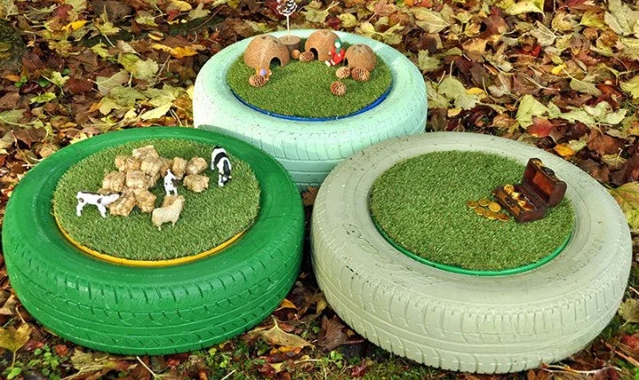 Outdoor toys for beach houses like beach volleyball sets​ Grass Tyre Tops (3Pk)