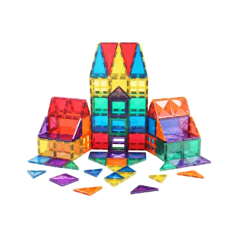 Language - learning educational toys for young children​ Imagine Tiles 62 Pieces 3D Magnetic Building Tile Set