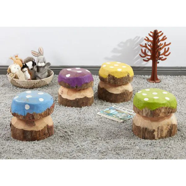 Outdoor toys for treehouse play like climbing ropes Medium Mushroom Painted Seats (4Pk) Outdoor toys for treehouse play like climbing ropes Medium Mushroom Painted Seats (4Pk)