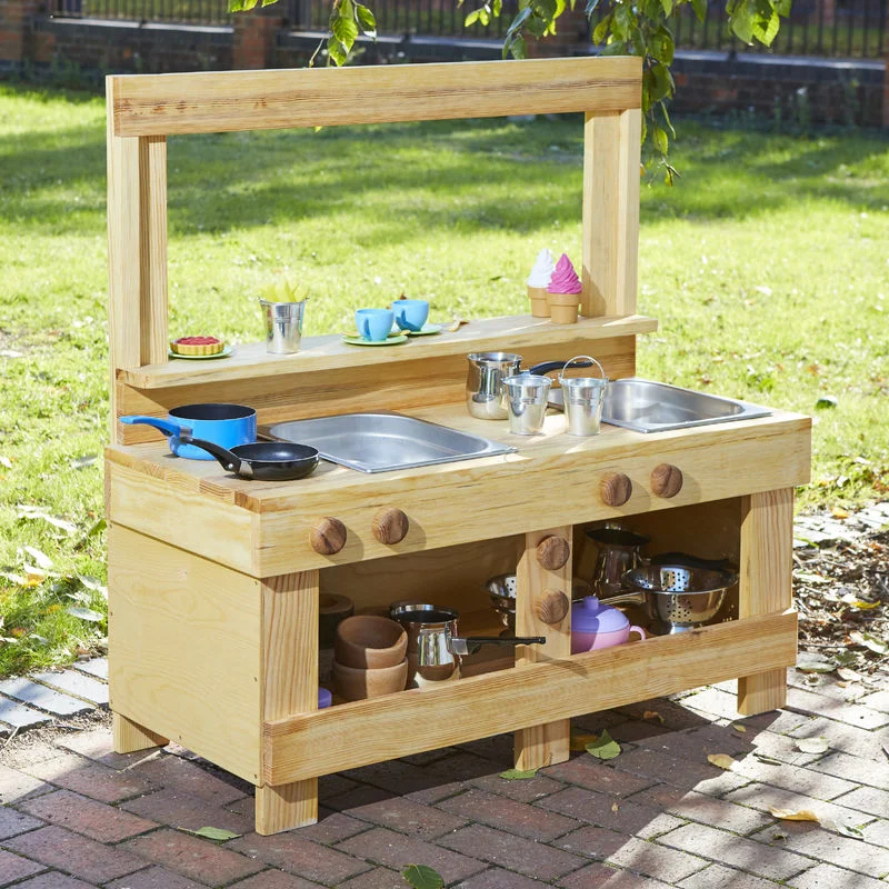 Outdoor toys for right - handed children with easy - to - use features​ Mud Pie Kitchen Cafe Ks1