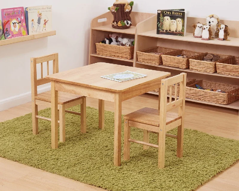 Waterproof outdoor toys for poolside play​ Natural Wood Table And Chairs (3Pk)