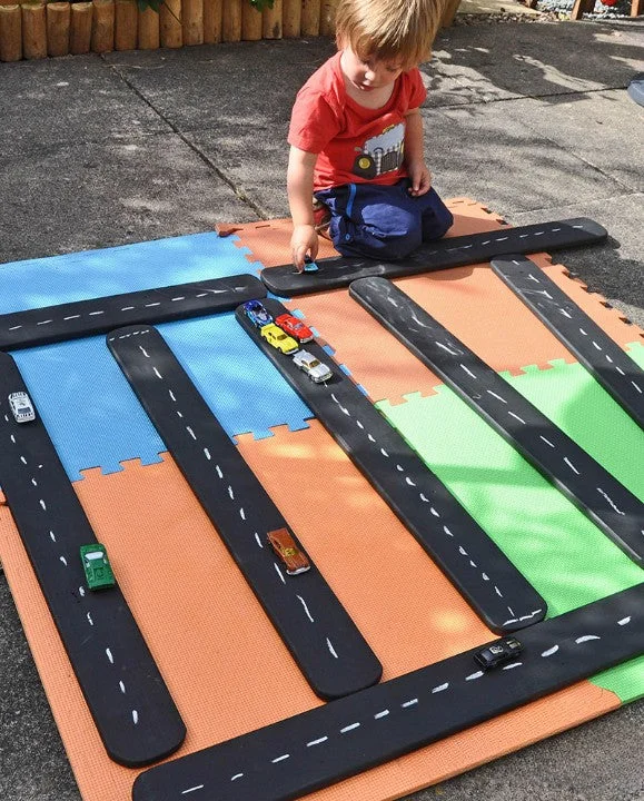 Outdoor toys for urban areas with limited space​ Outdoor Chalkboard Roadways (8Pk)
