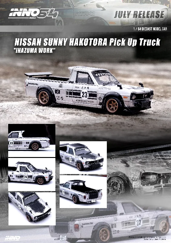 Villain - hideout model toys for role - playing as the bad guys INNO64 1:64 Nissan Sunny Hakotora Pick Up Truck "INAZUMA WORK" Villain - hideout model toys for role - playing as the bad guys INNO64 1:64 Nissan Sunny Hakotora Pick Up Truck "INAZUMA WORK"