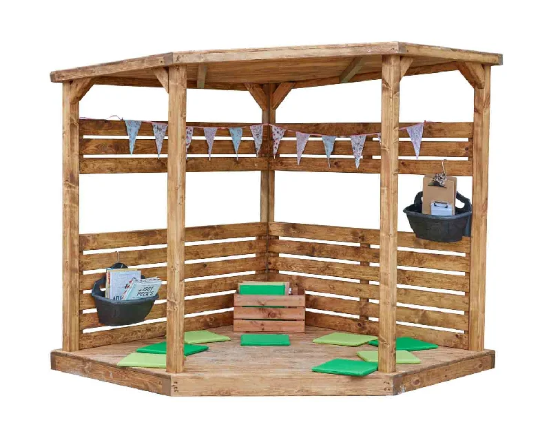 Outdoor toys for early morning play like bird - watching kits​ Roofed Stage Play Corner