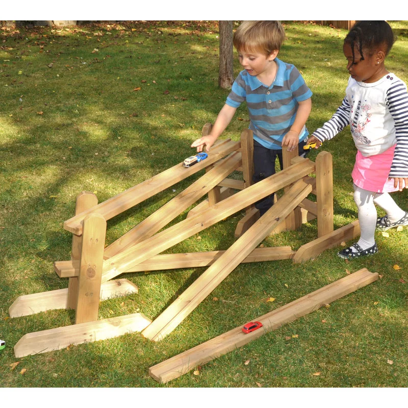 Outdoor toys for senior citizens for gentle exercise​ Wooden Chutes And Stands (9Pk)