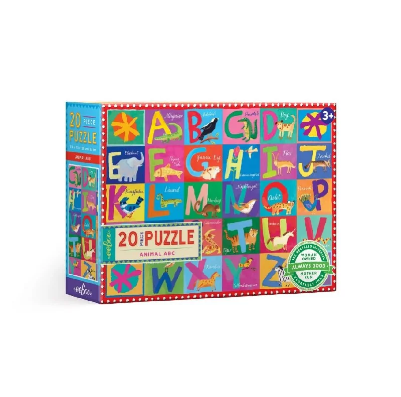 Puzzle - shaped wall clocks for timekeeping with style​ eeBoo Animal ABC 20 Piece Big Puzzle